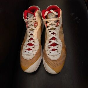 Nike Lebron 8 V/2 Home 2011 Men's Gold and Red High-Top Sneakers